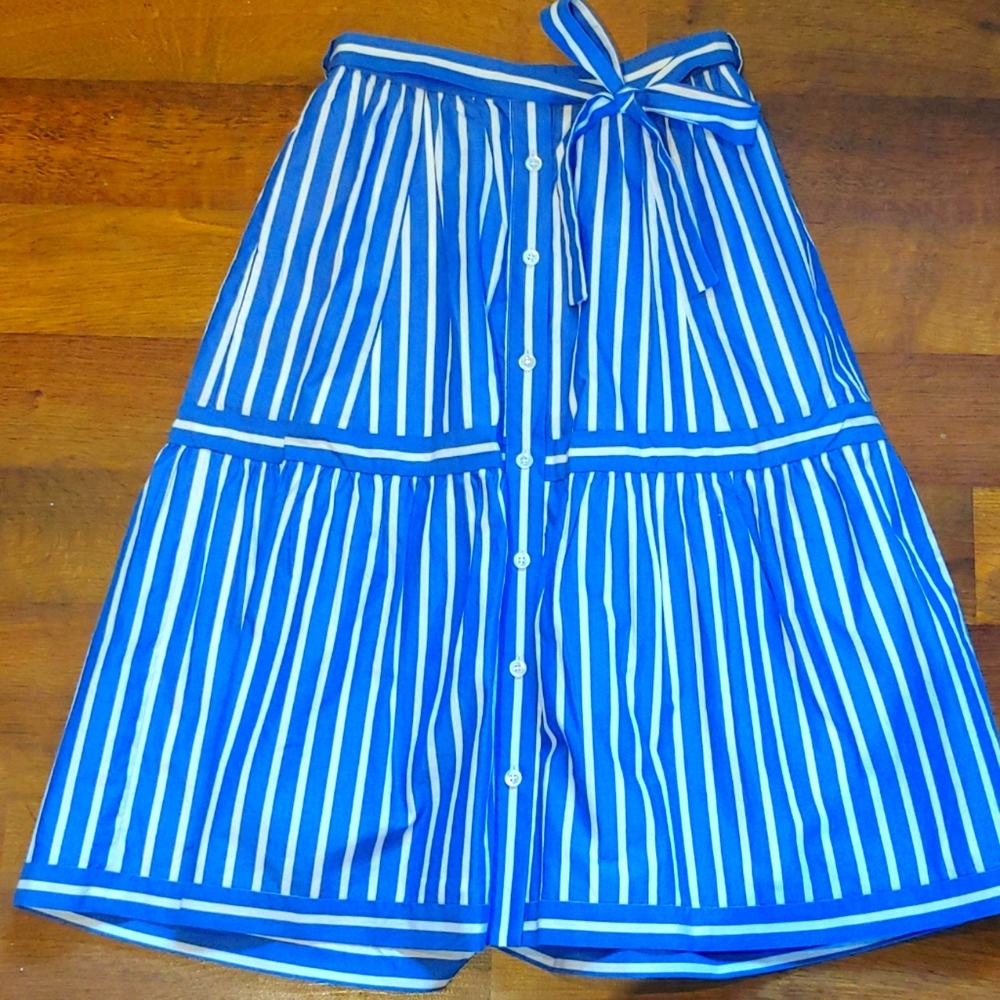 J Crew Striped Button-Down Tie-waist Skirt